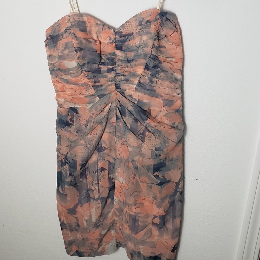 BCBG graphic strapless knee length dress